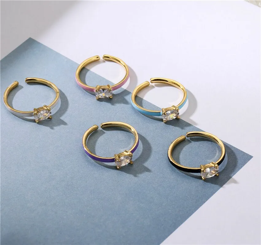 Female Zircon Ring ,Colorful Ring Wedding Jewelry