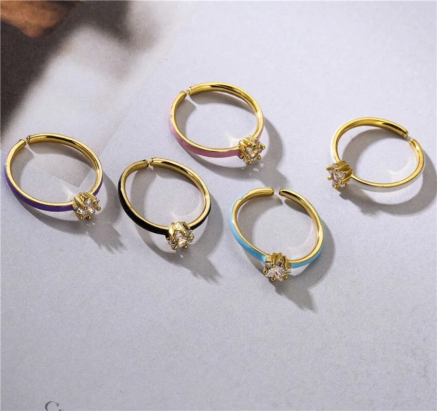 Female Zircon Ring ,Colorful Ring Wedding Jewelry