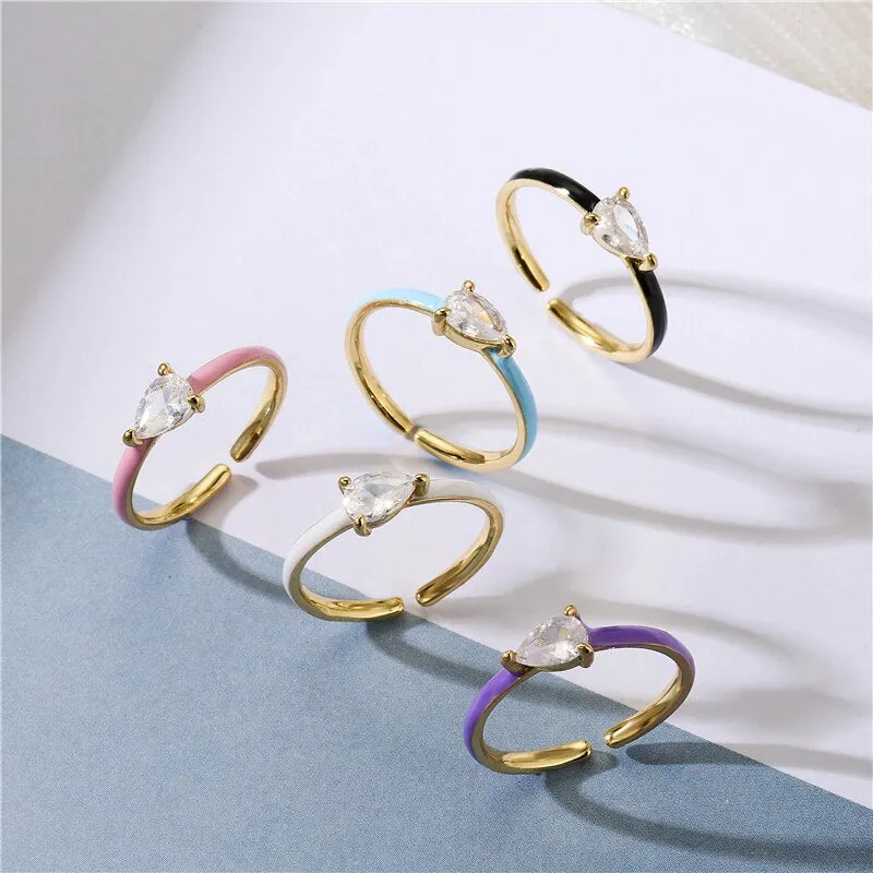 Female Zircon Ring ,Colorful Ring Wedding Jewelry