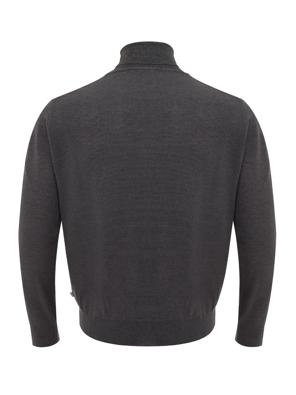 FERRANTE Sleek Anthracite Grey Wool Turtleneck Sweater