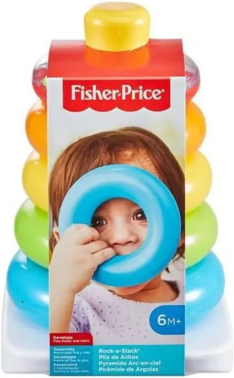 Fisher-Price Baby Stacking Toy Rock-A-Stack, Roly-Poly Base With 5 Colorful Rings For Ages 6  Months
