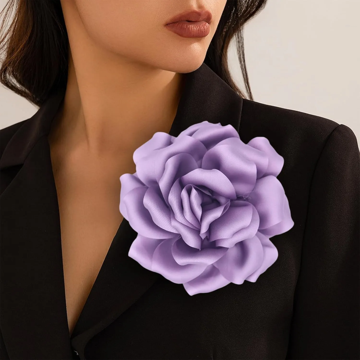 Flower Brooch Pins for Women 5.5in Lapel Pins Large Rose Floral Brooches Dainty Satin Fabric Brooches Rose Flower Hair Clips Wedding Party Dance Clothes Accessories Jewelry
