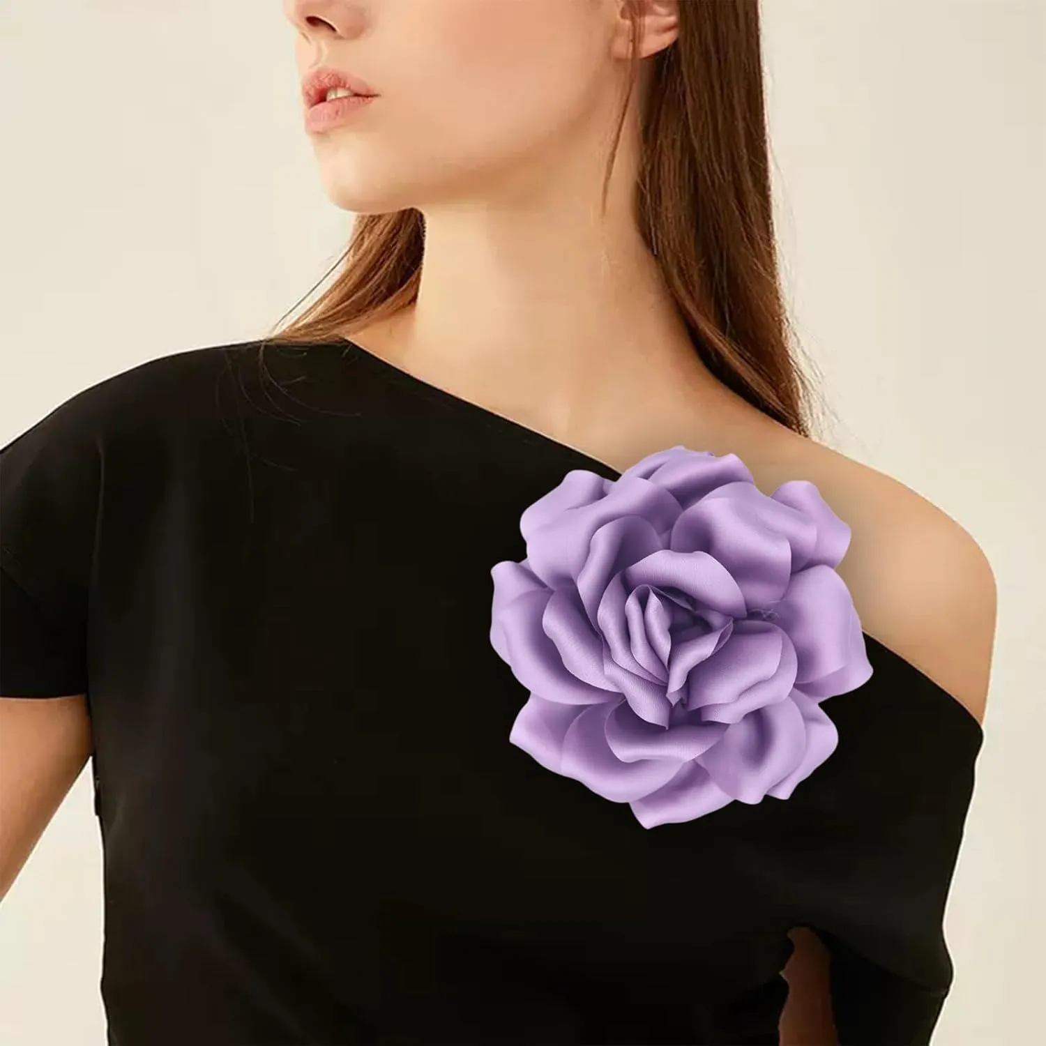 Flower Brooch Pins for Women 5.5in Lapel Pins Large Rose Floral Brooches Dainty Satin Fabric Brooches Rose Flower Hair Clips Wedding Party Dance Clothes Accessories Jewelry