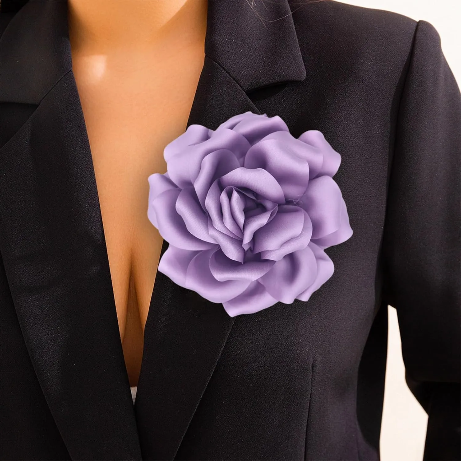 Flower Brooch Pins for Women 5.5in Lapel Pins Large Rose Floral Brooches Dainty Satin Fabric Brooches Rose Flower Hair Clips Wedding Party Dance Clothes Accessories Jewelry