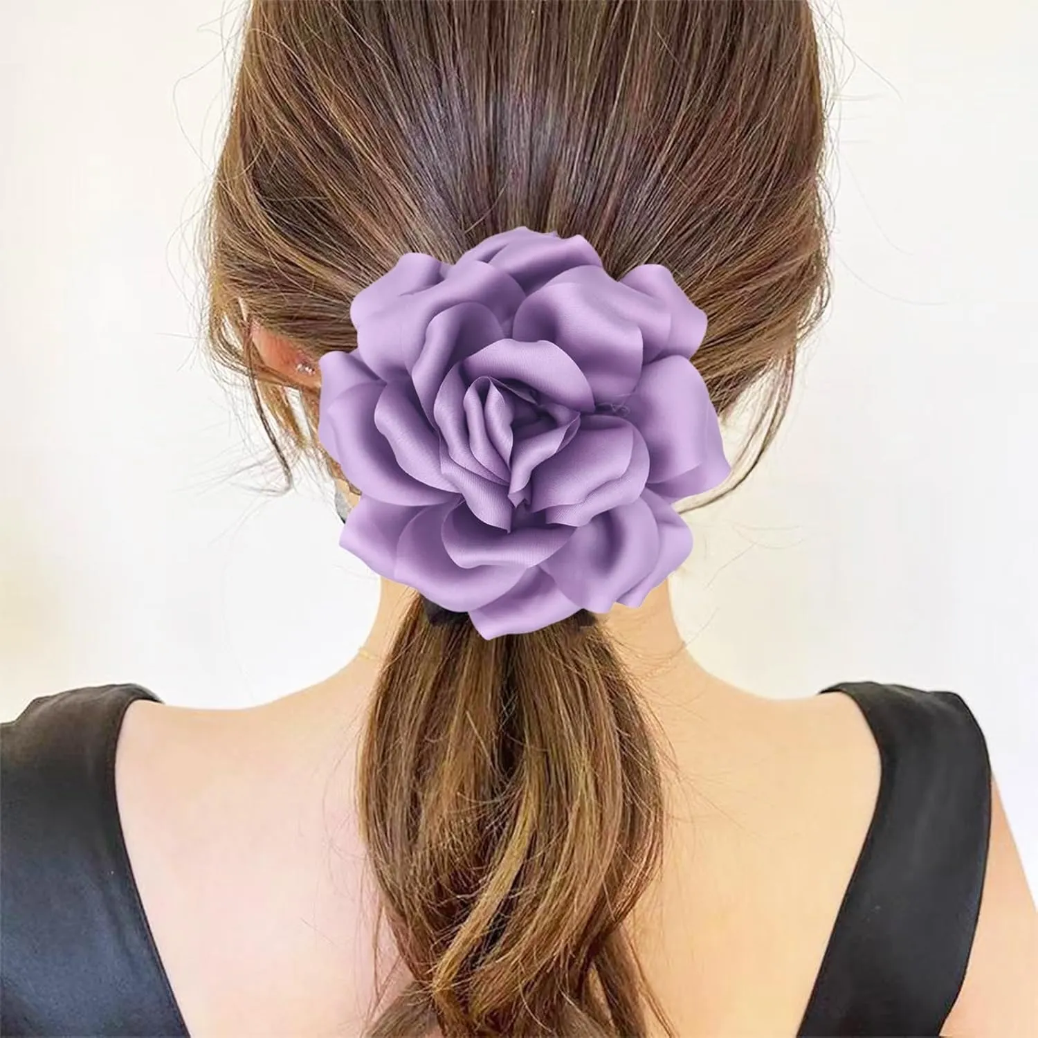 Flower Brooch Pins for Women 5.5in Lapel Pins Large Rose Floral Brooches Dainty Satin Fabric Brooches Rose Flower Hair Clips Wedding Party Dance Clothes Accessories Jewelry