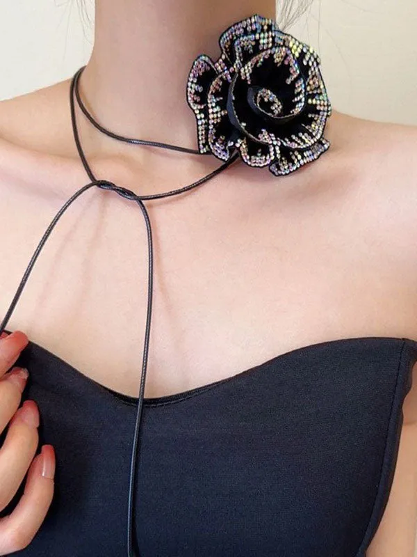 Flower Shape Rhine Stones Necklaces Accessories