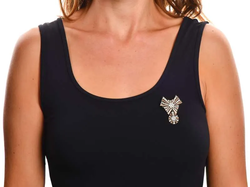 French Black Dot Paste Pendant Brooch