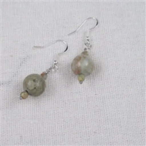 Gemstone Snake Skin Jasper Classic Bead Earrings