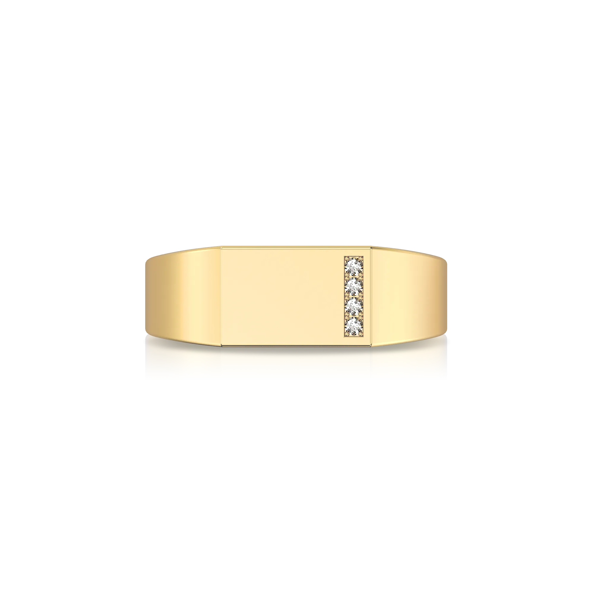 Geo linear Diamond Signet Ring