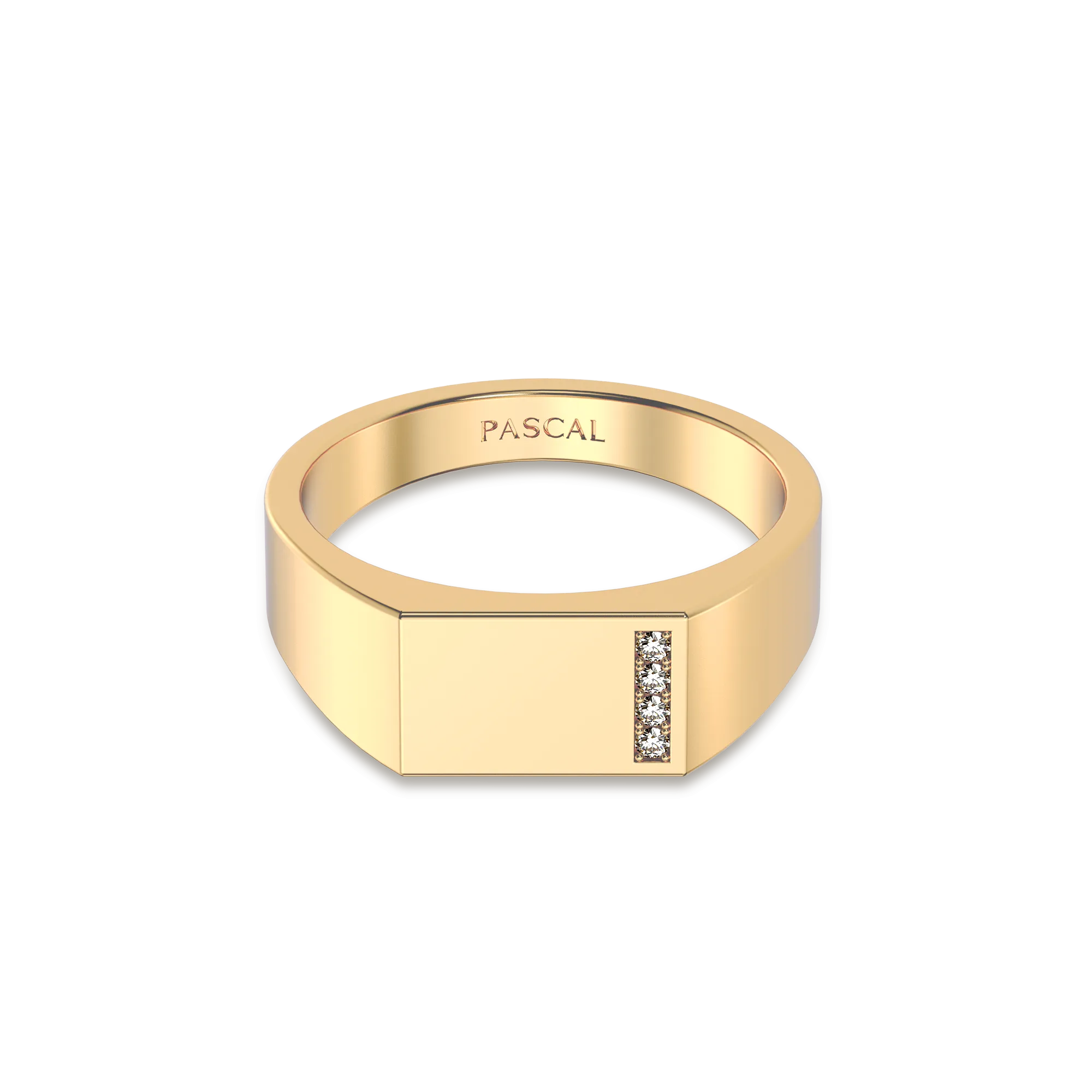 Geo linear Diamond Signet Ring