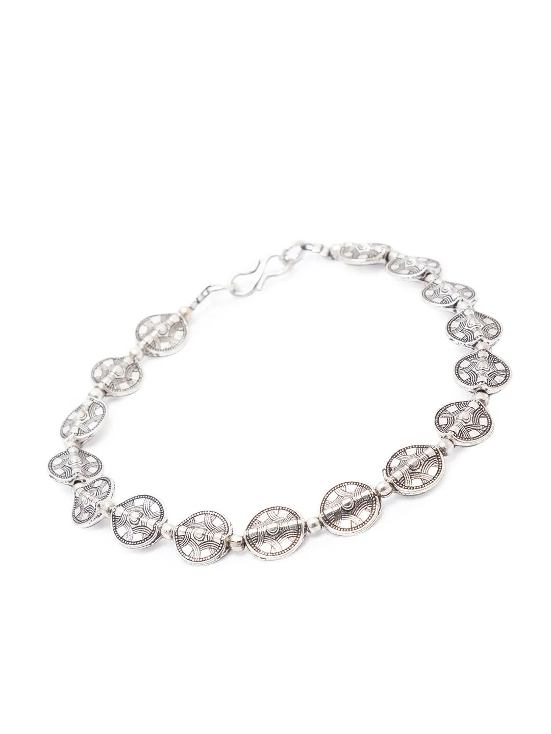 German Oxidised Silver Anklets Engraved Tribal Design Coins Payal Silver Plating & Beads Paijan