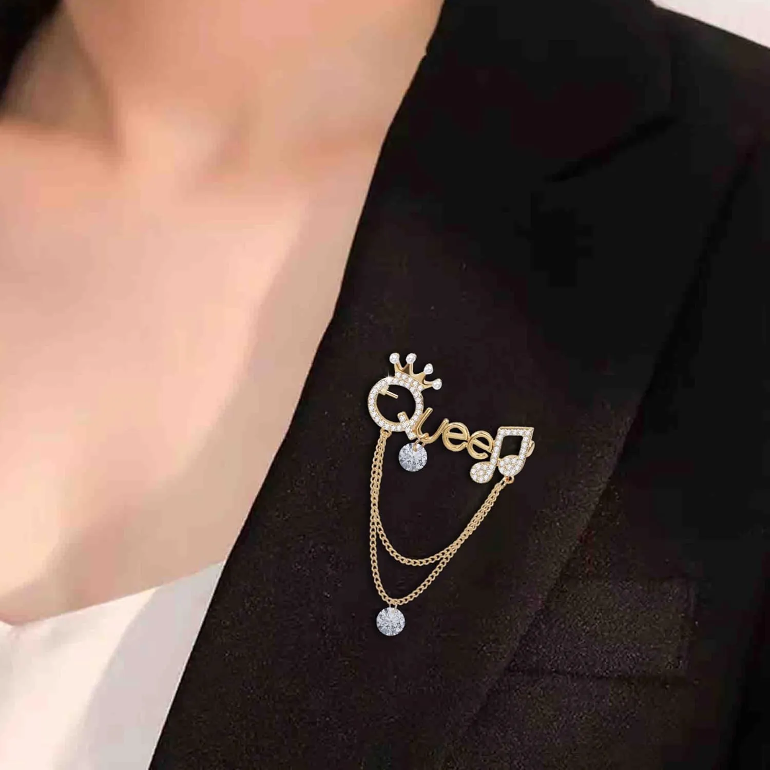 Gold Crystal Guitar Musical Notes Brooches for Womne Reded Enamel Rhinestone Pearl Brooch Pins Fashion Jewelry Brooch pin Accessories for Women Men Gift