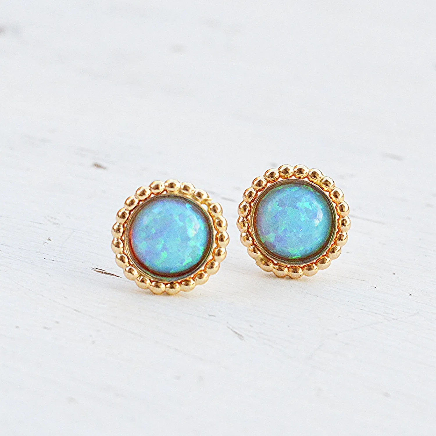 Gold Filled Opal stone Stud Clasic earrings