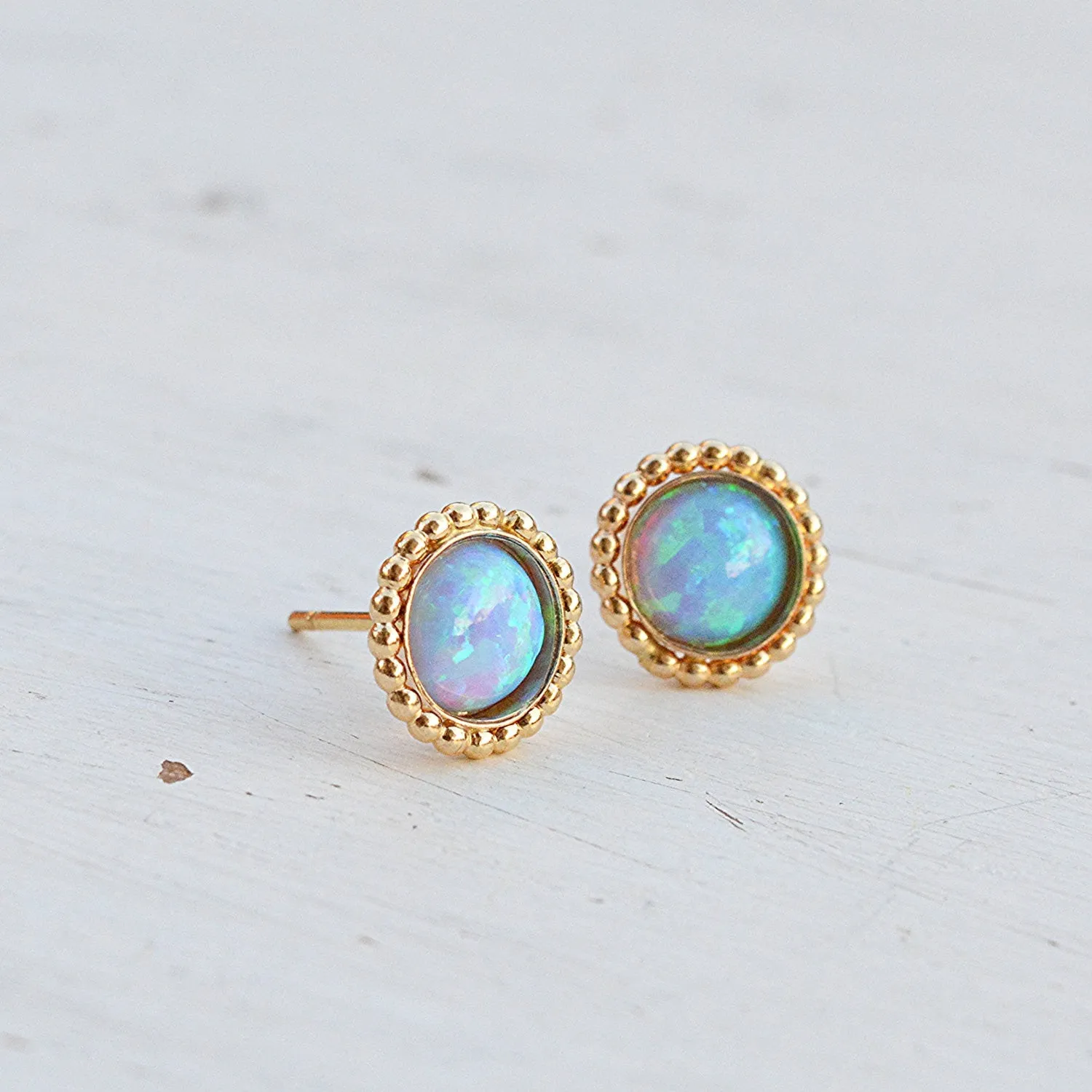 Gold Filled Opal stone Stud Clasic earrings