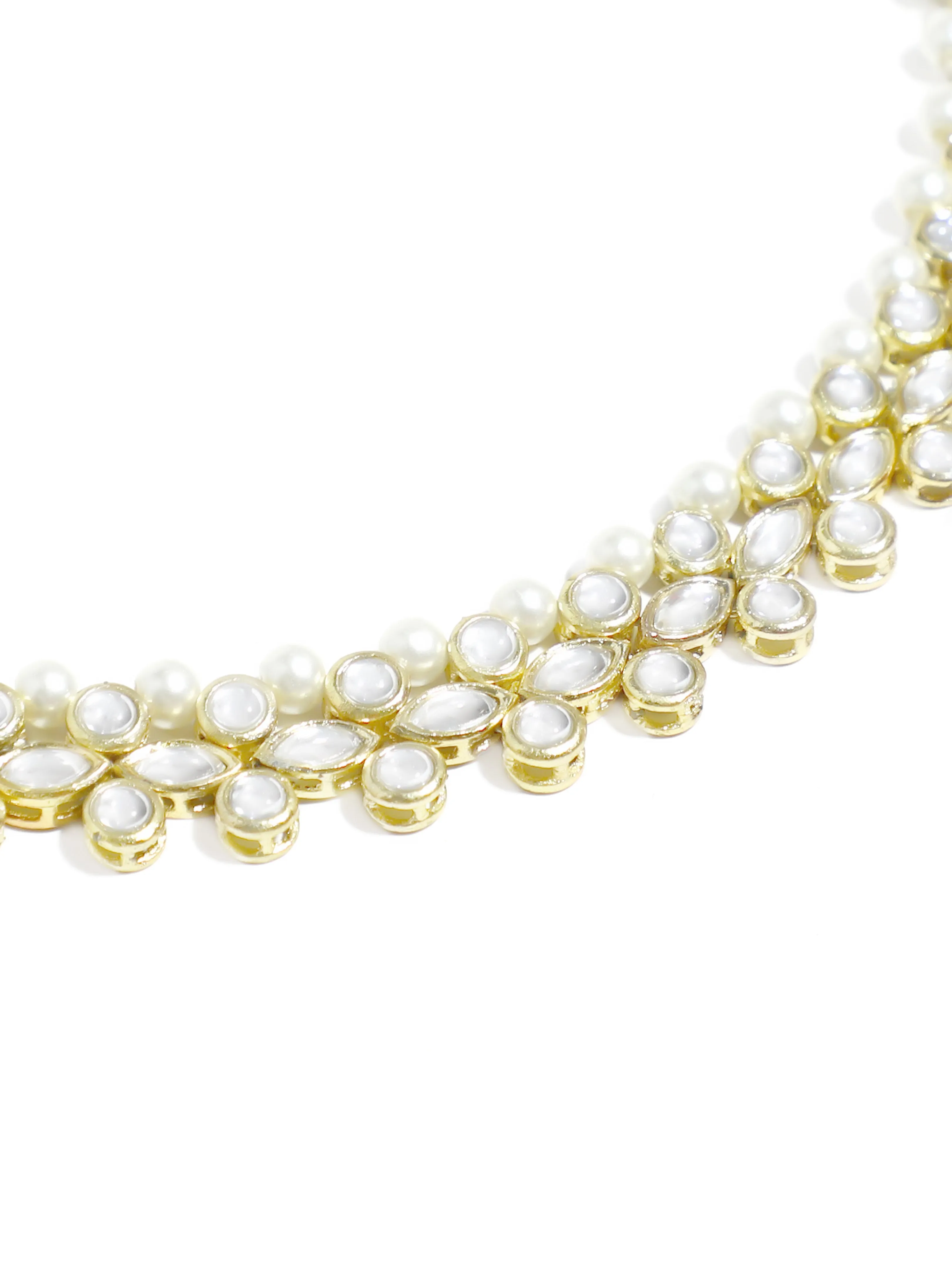 Gold-Plated Kundan & Pearls Studded Anklets