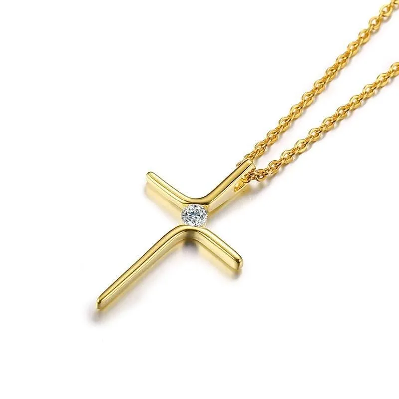 Gold Plated Women's Christian Necklace <br> Elegance