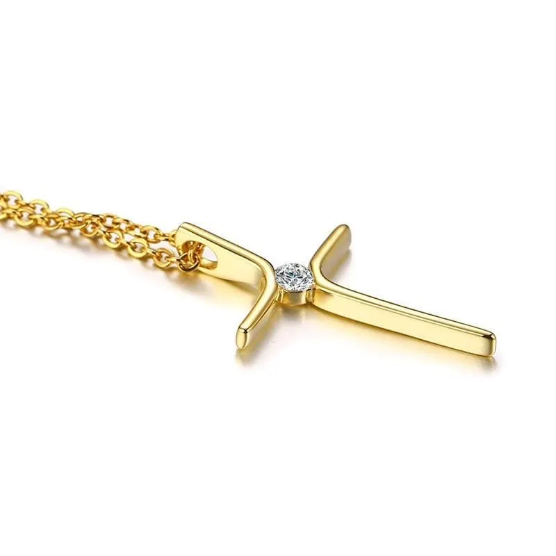 Gold Plated Women's Christian Necklace <br> Elegance