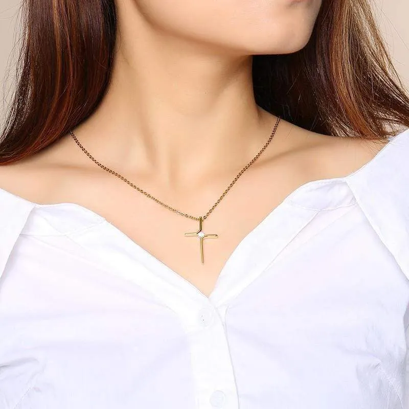Gold Plated Women's Christian Necklace <br> Elegance