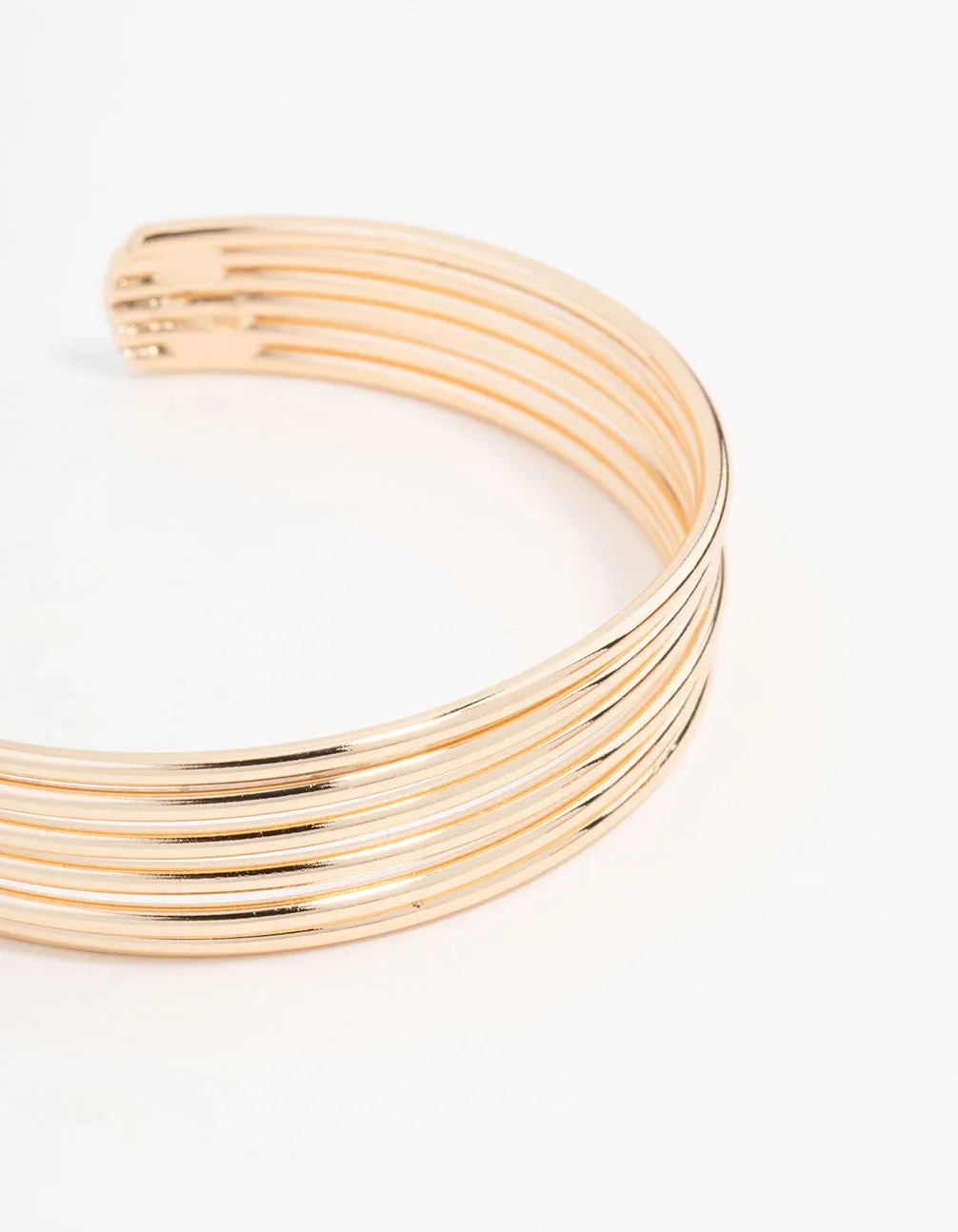 Gold Wire Ribbed Wrist Cuff