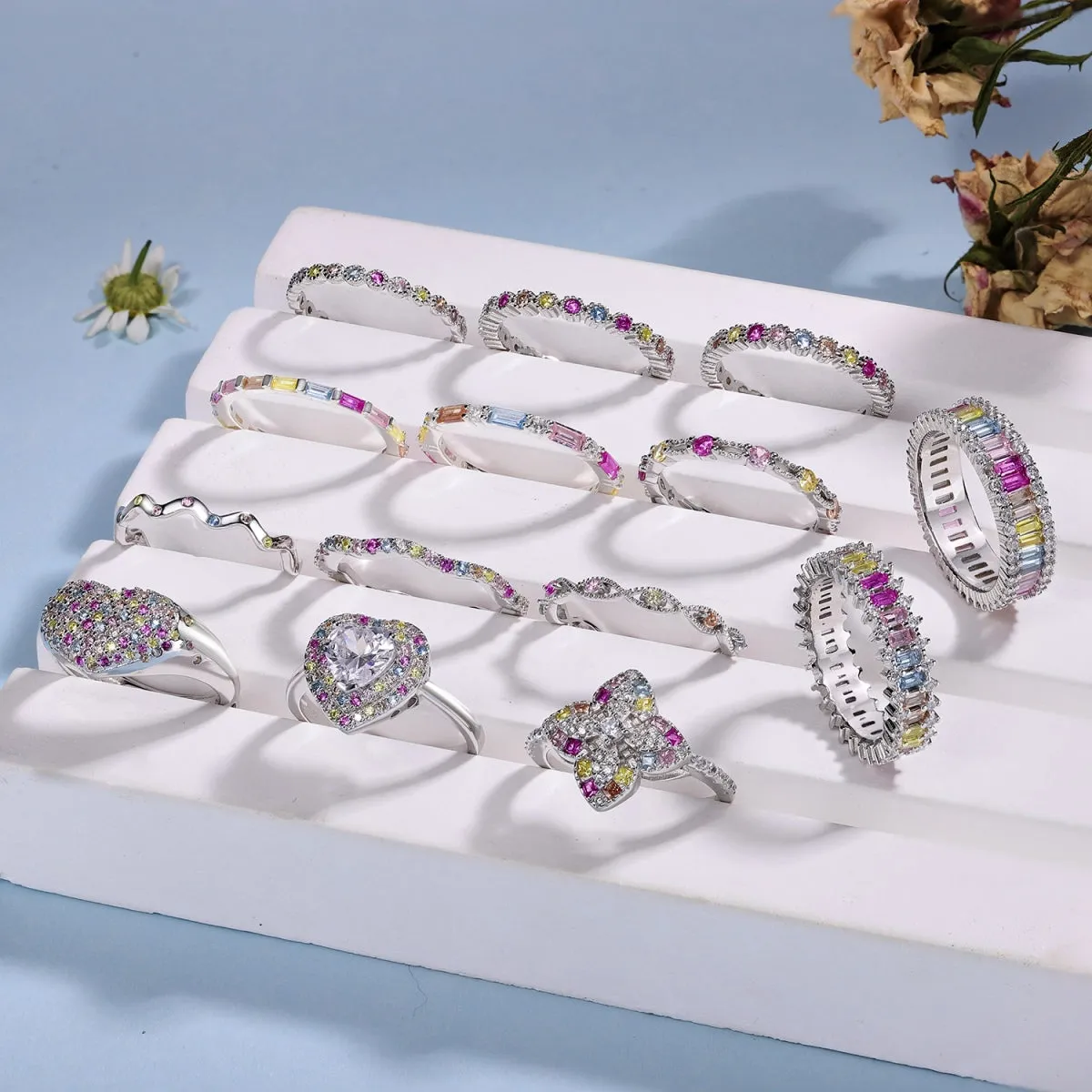 [Goodv]Dainty Colorful Round Cut Party Ring
