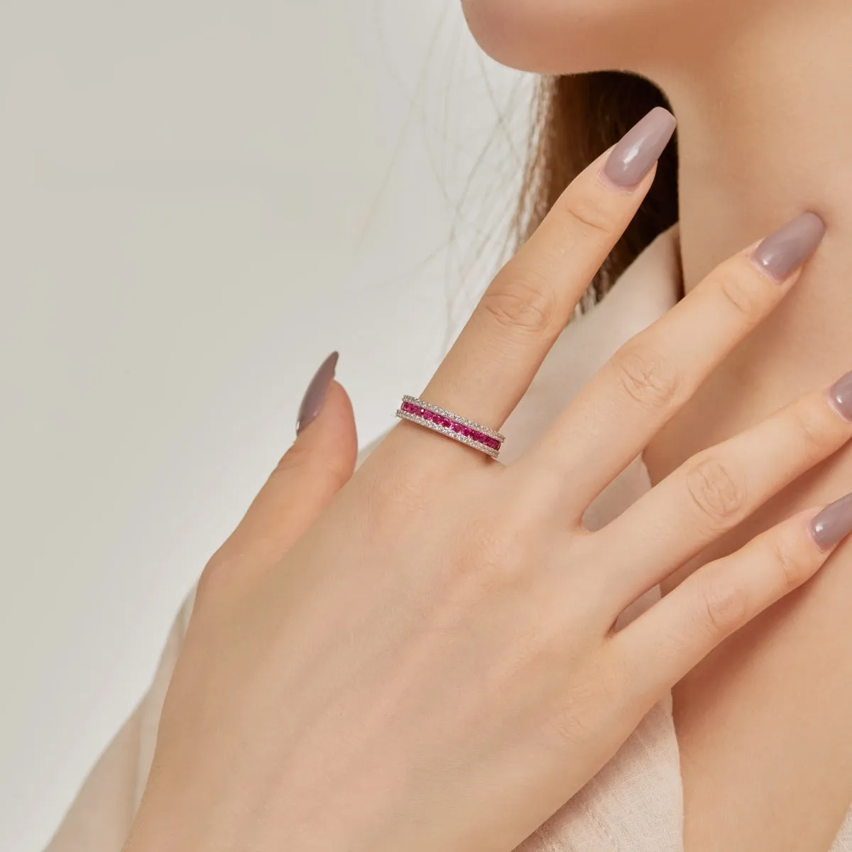 [Goodv]Delicate Colorful Round Cut Daily Ring
