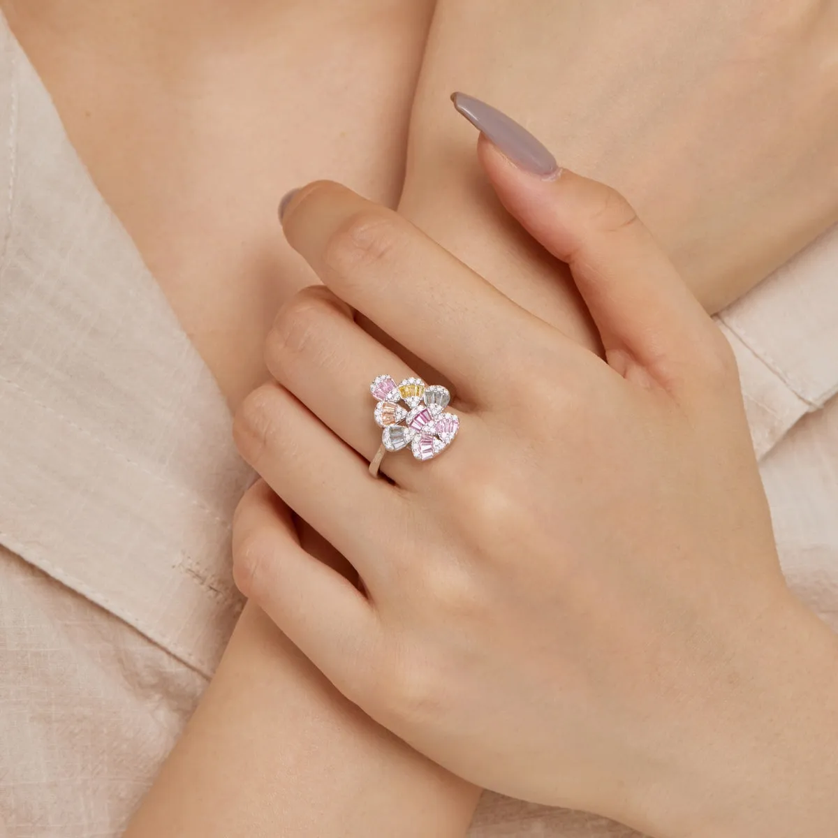 [Goodv]Sparkling Colorful Water Drop Shape Daily Ring