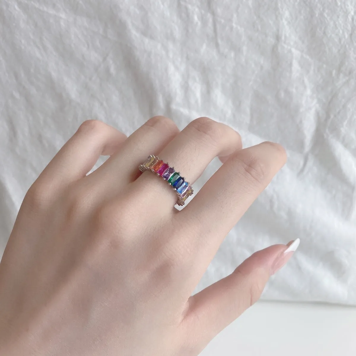 [Goodv]Unique Colorful Radiant Cut RIng