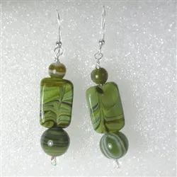 Green Line Agate Drop Earrings