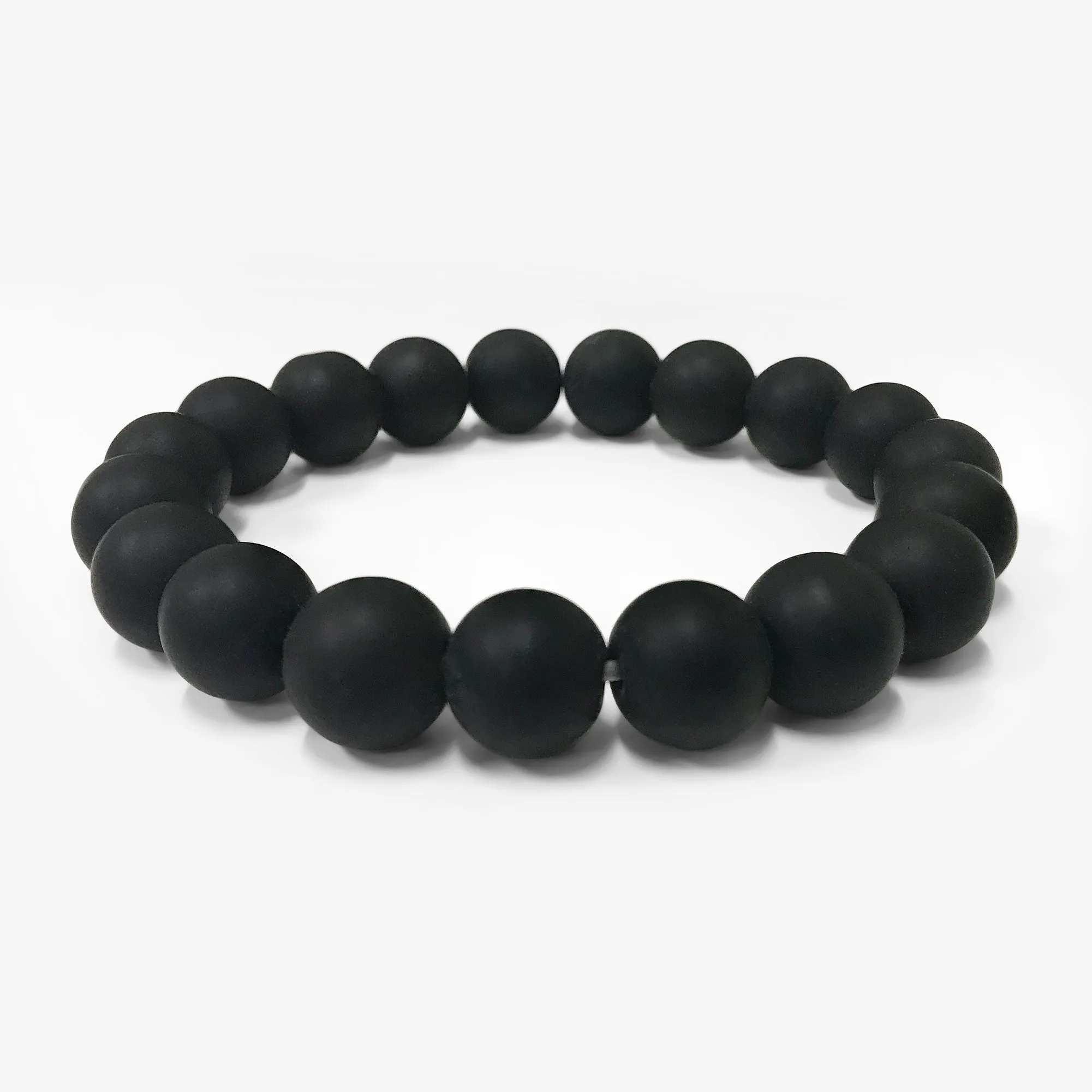 Handmade 10mm Round Stretch Black Onyx in Matt Finish Bead Unisex Bracelet