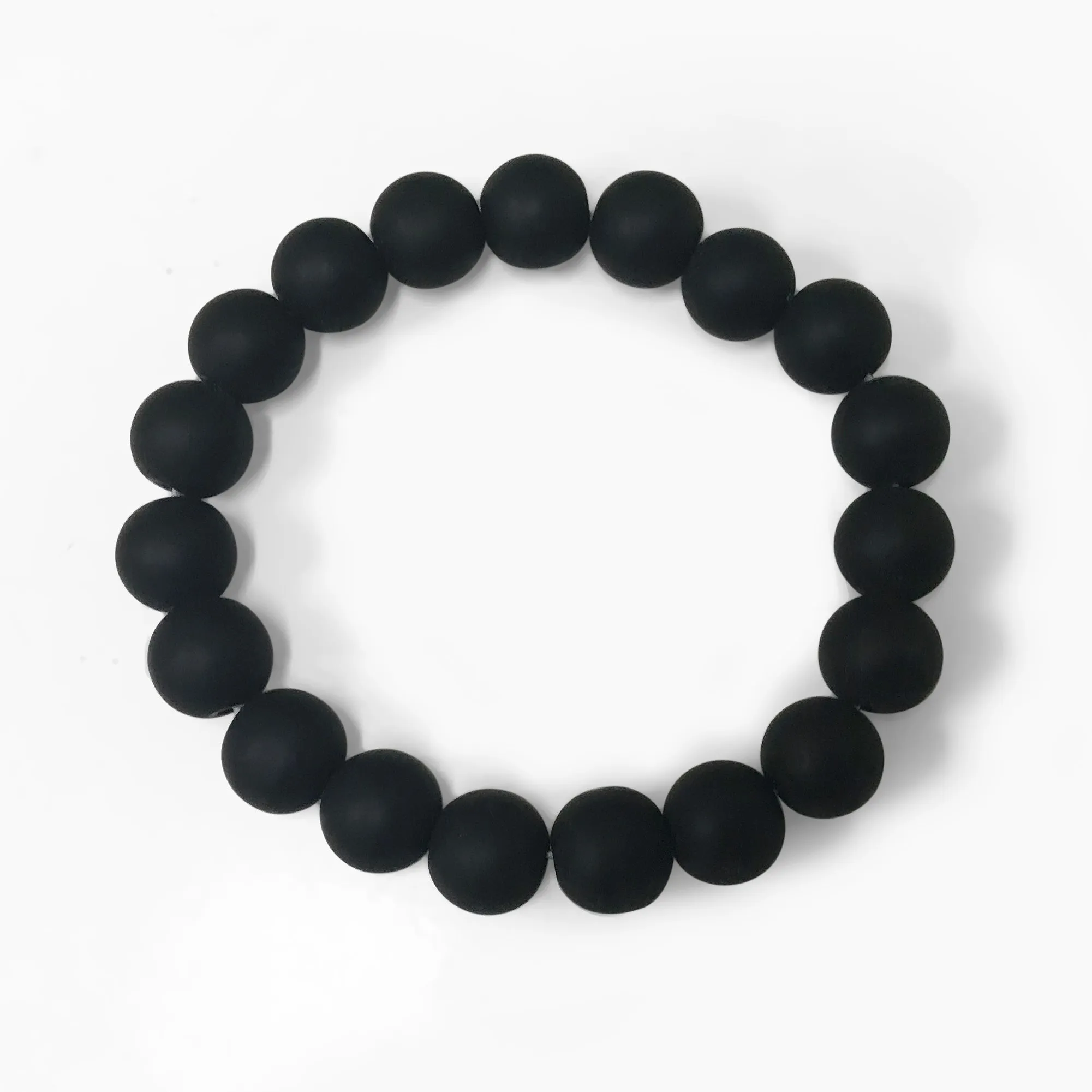 Handmade 10mm Round Stretch Black Onyx in Matt Finish Bead Unisex Bracelet