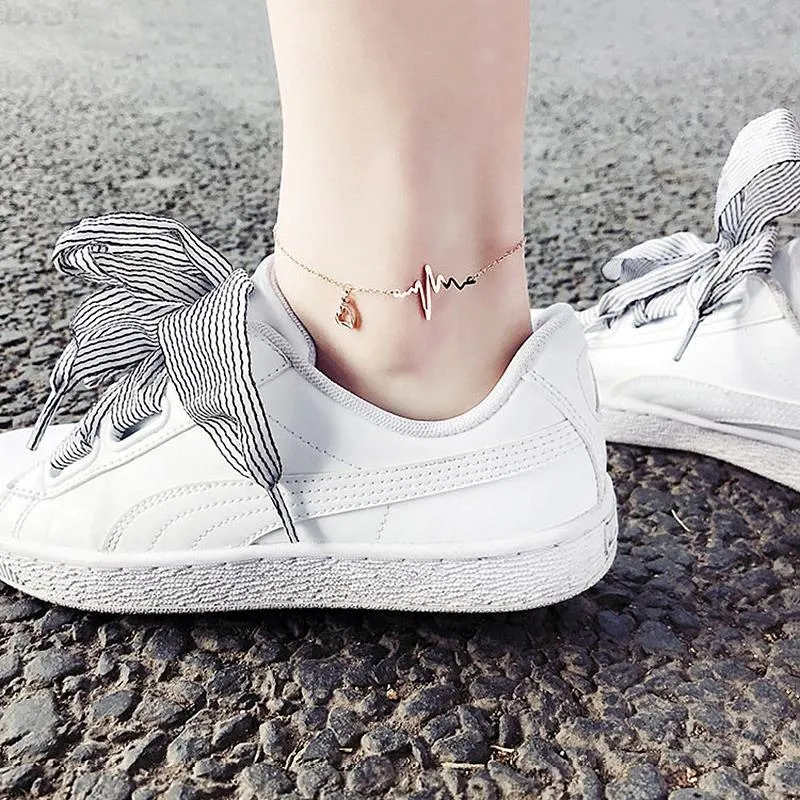 Heart Beat Sign Anklets Jewelry Women Summer Accessory Jewelry Women