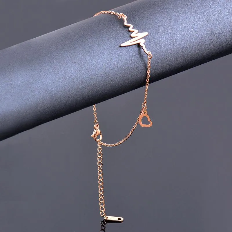 Heart Beat Sign Anklets Jewelry Women Summer Accessory Jewelry Women