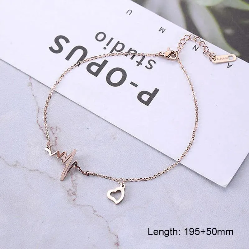 Heart Beat Sign Anklets Jewelry Women Summer Accessory Jewelry Women