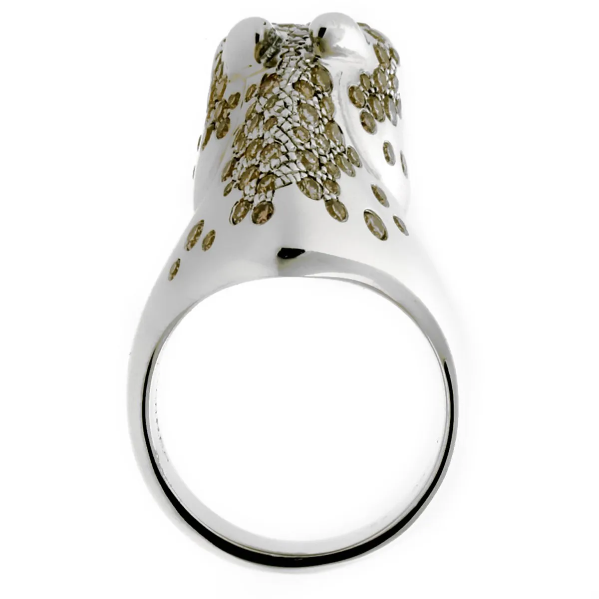 Hermes Galop Horse Limited Edition Diamond Silver Ring Sz 6 1/4