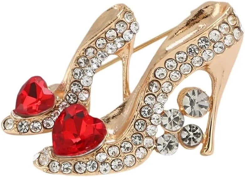 High Heel Brooch Pins for Women, Stiletto High Heel Brooch Pin, Cute Red Heart High Heels Brooch Lapel Pin, Bohemian High Heel Shoe Brooches Pins for Women Hat Bag Suit Dress Accessories Jewelry