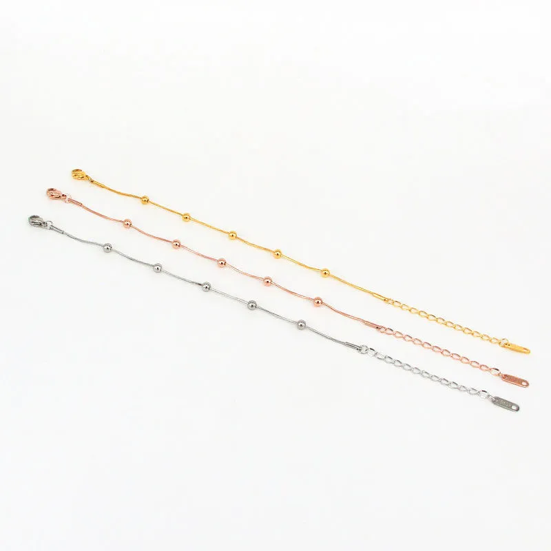 High Quality Simple Snake Bone Chain 5 Bead Anklet