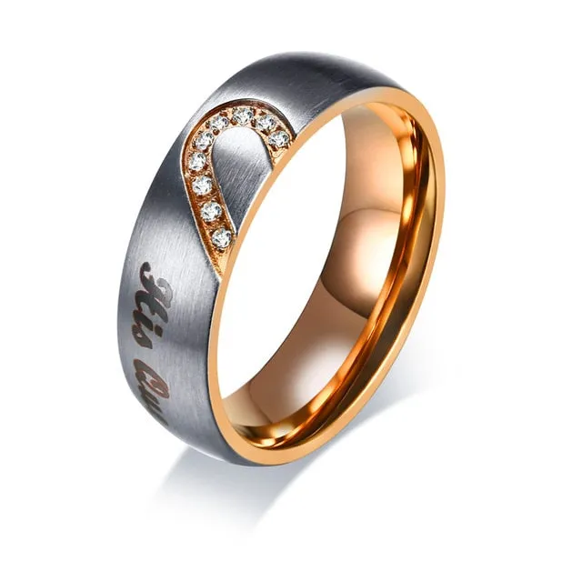 His Queen & Her King Tungsten Couple Wedding / Engagement Ring with CZ Stones