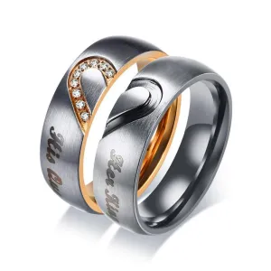 His Queen & Her King Tungsten Couple Wedding / Engagement Ring with CZ Stones