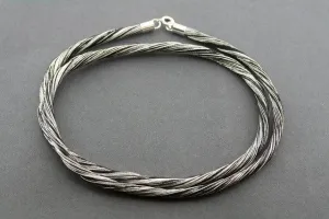Japanese silk strand necklace - black/silver