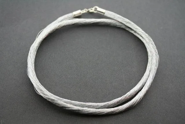 Japanese silk strand necklace - grey