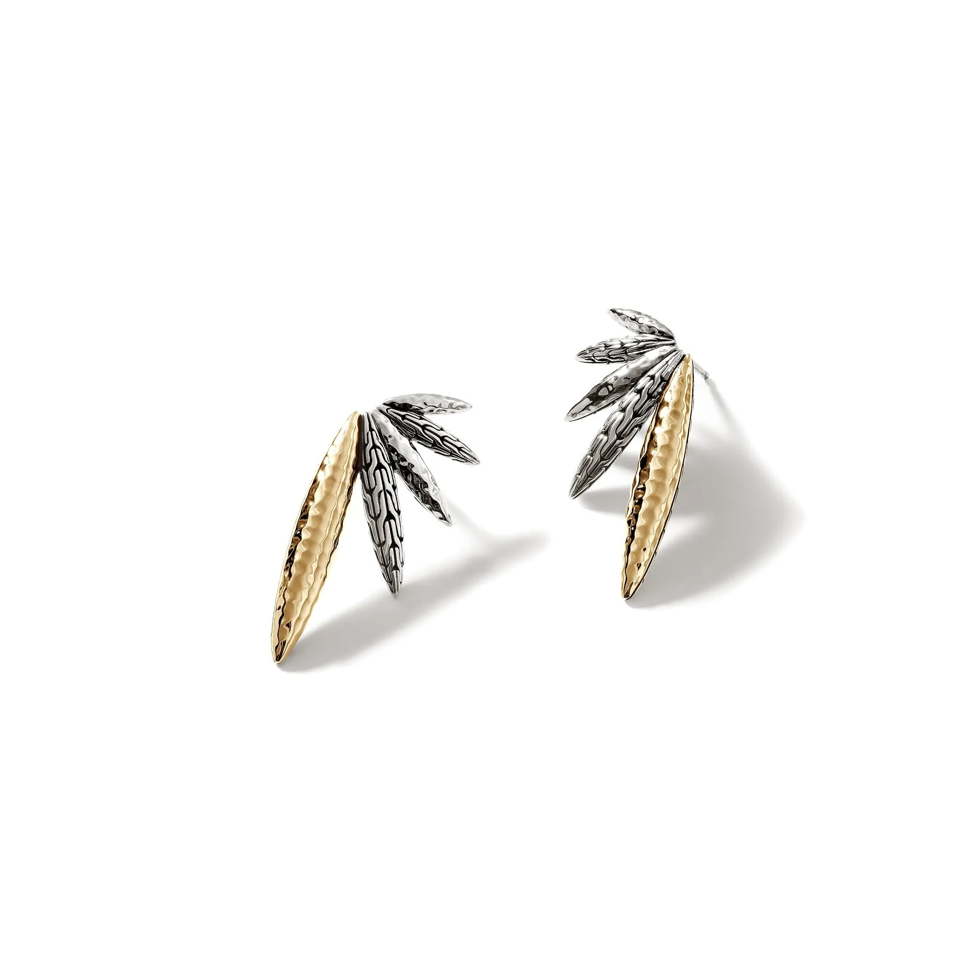 John Hardy Two-Tone Carved Classic Chain Palu Stud Earrings