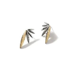 John Hardy Two-Tone Carved Classic Chain Palu Stud Earrings