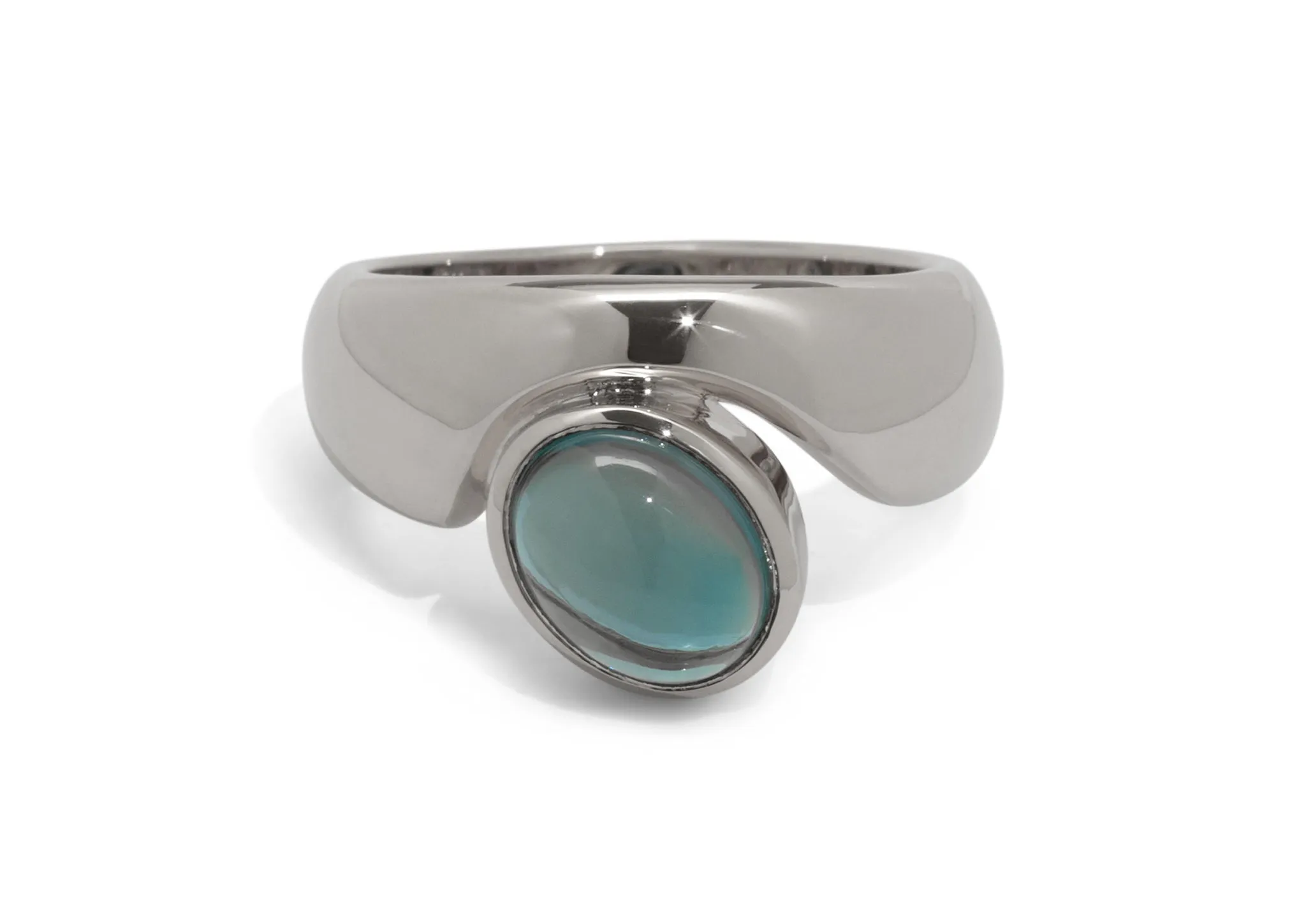 JW211 Cabochon Gemstone Ring, White Gold & Platinum