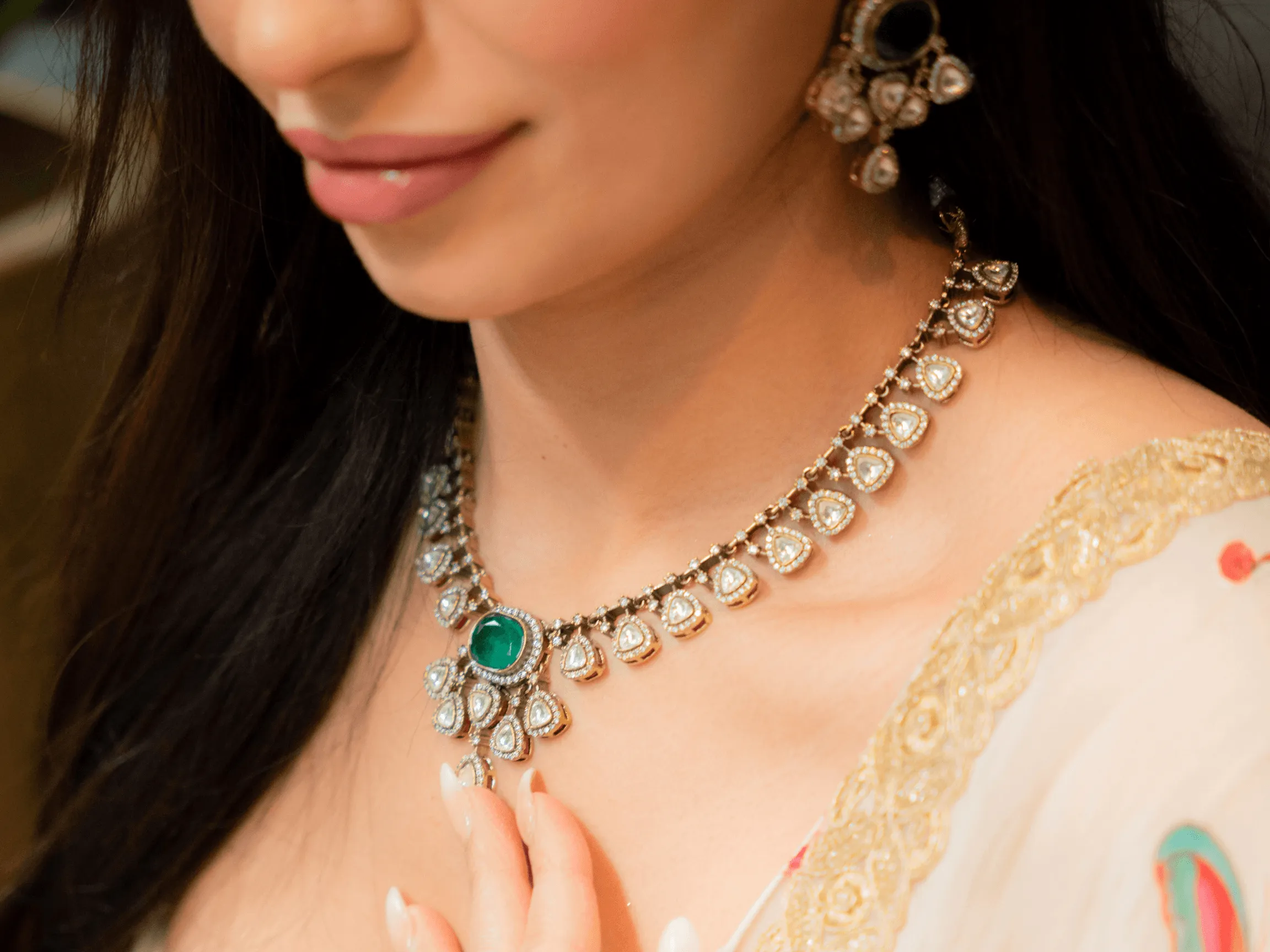 Kavya Green Stone Jewellery Set