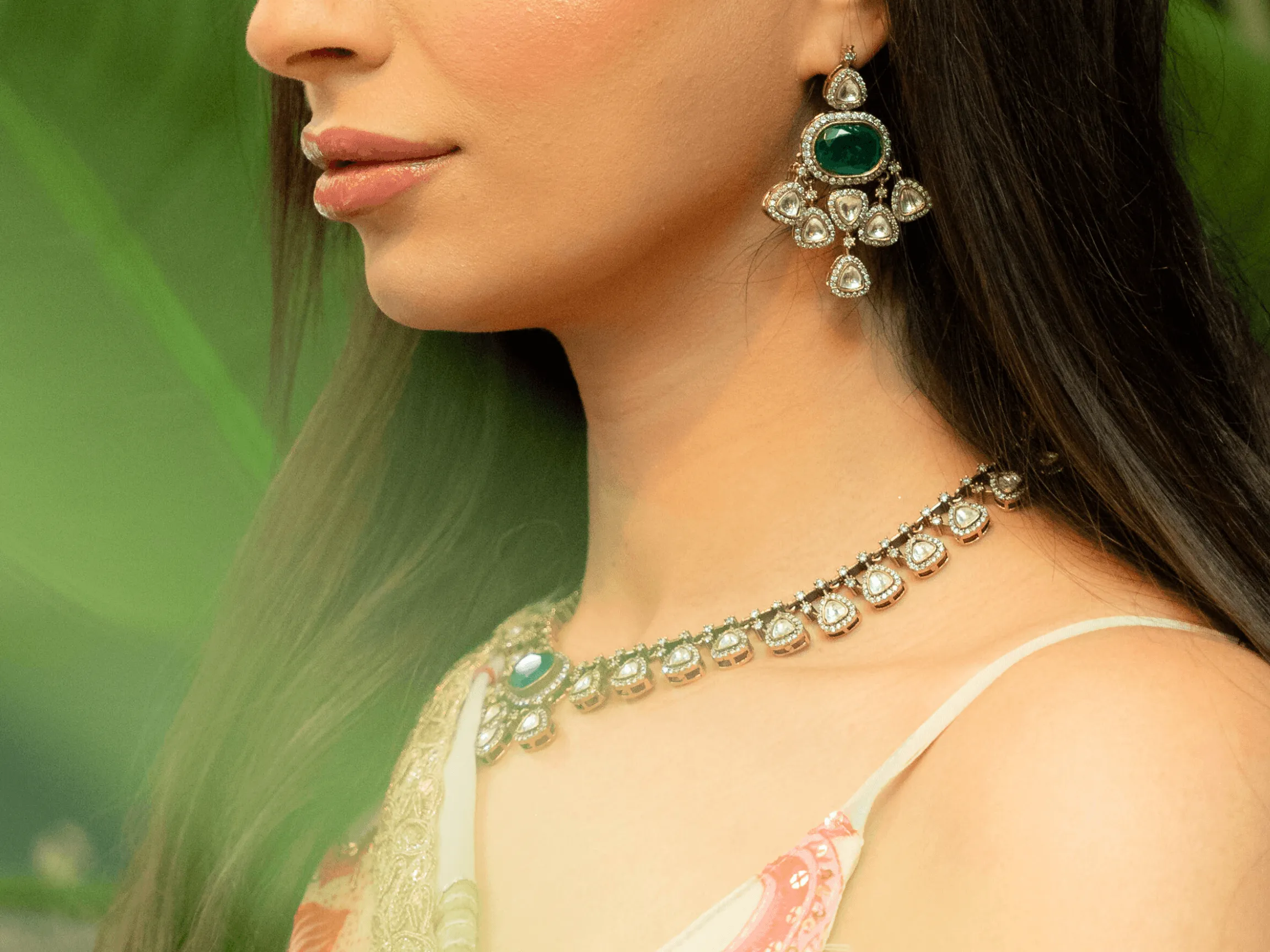 Kavya Green Stone Jewellery Set