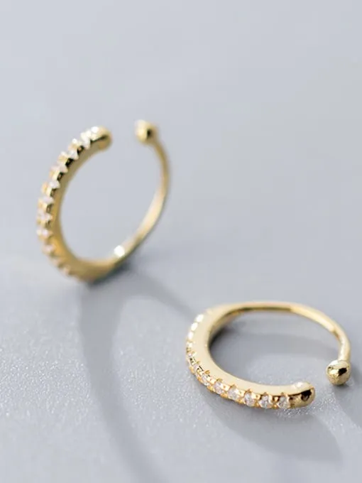 KESLEY Minimalist Ear Cuff Earrings CZ Sterling Silver 18K Gold Plated Hypoallergenic Clip On Non Pieced Ear Cuffs