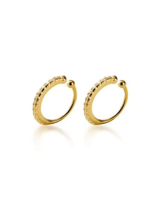 KESLEY Minimalist Ear Cuff Earrings CZ Sterling Silver 18K Gold Plated Hypoallergenic Clip On Non Pieced Ear Cuffs