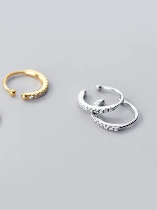 KESLEY Minimalist Ear Cuff Earrings CZ Sterling Silver 18K Gold Plated Hypoallergenic Clip On Non Pieced Ear Cuffs