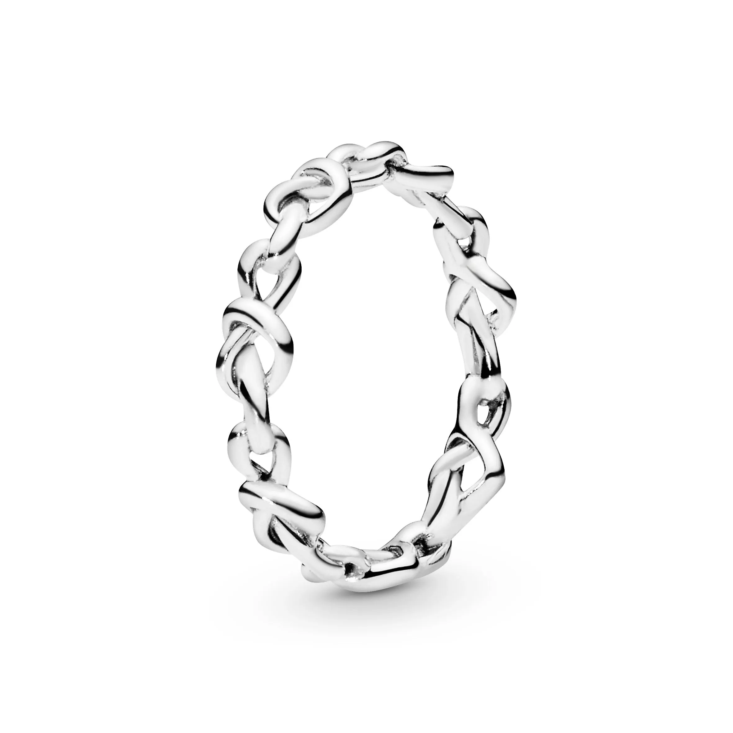 Knotted hearts silver ring