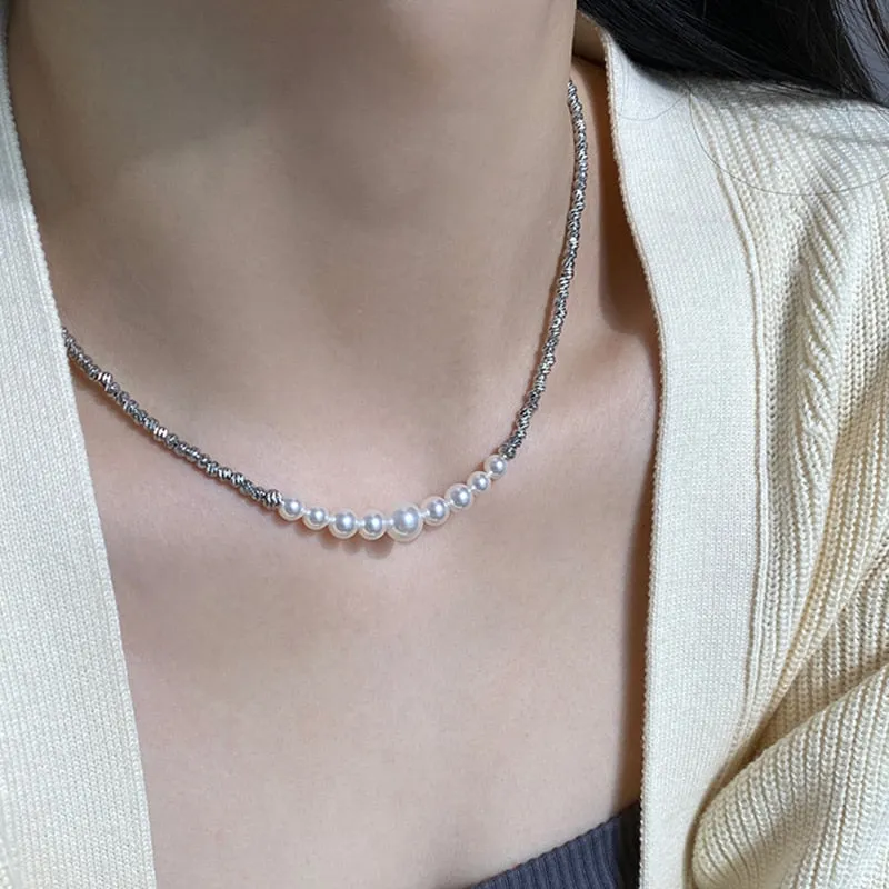 Korean Elegant Pearl Pendant Necklace For Women